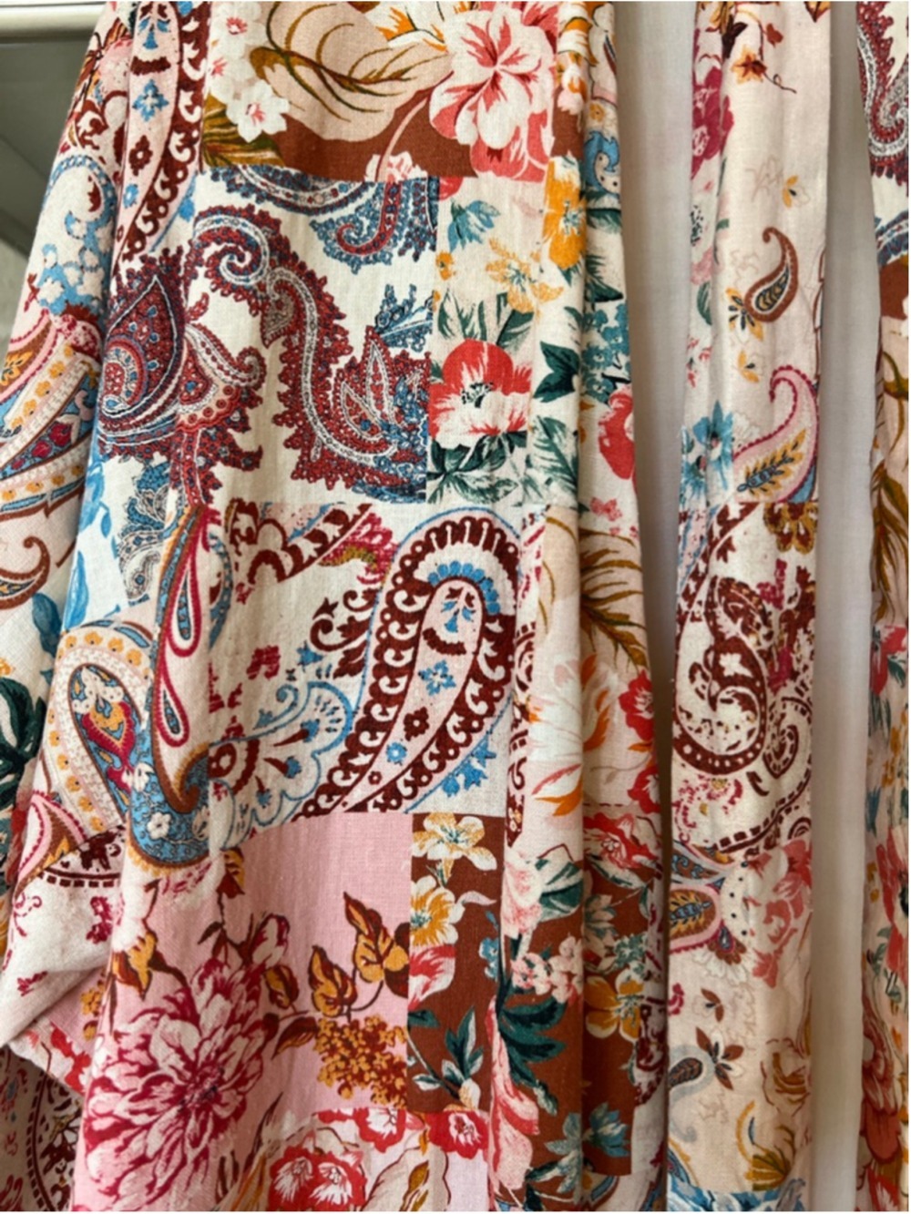 Women's ZARA Floral Paisley Patchwork Robe White Multicolor XS but fits XS S M L - Picture 4 of 10